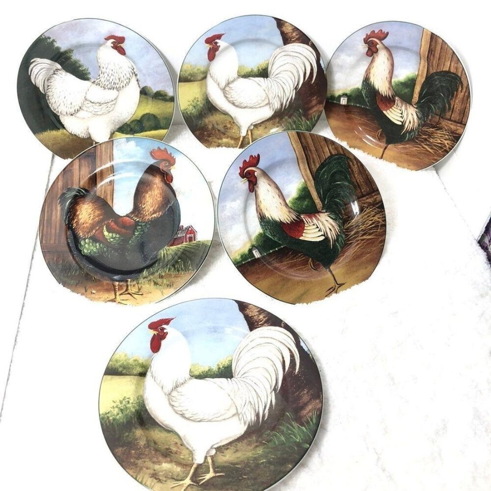 Rooster Collectable Plates David Carter Brown On The Farm Vintage 2002 Plates